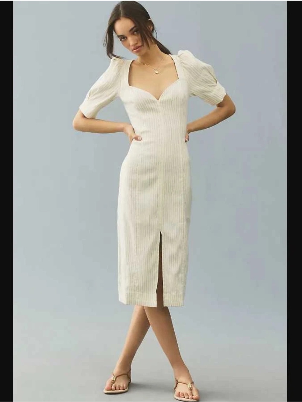 Anthropologie Pilcro Sweetheart Zip-Front Column Midi Dress